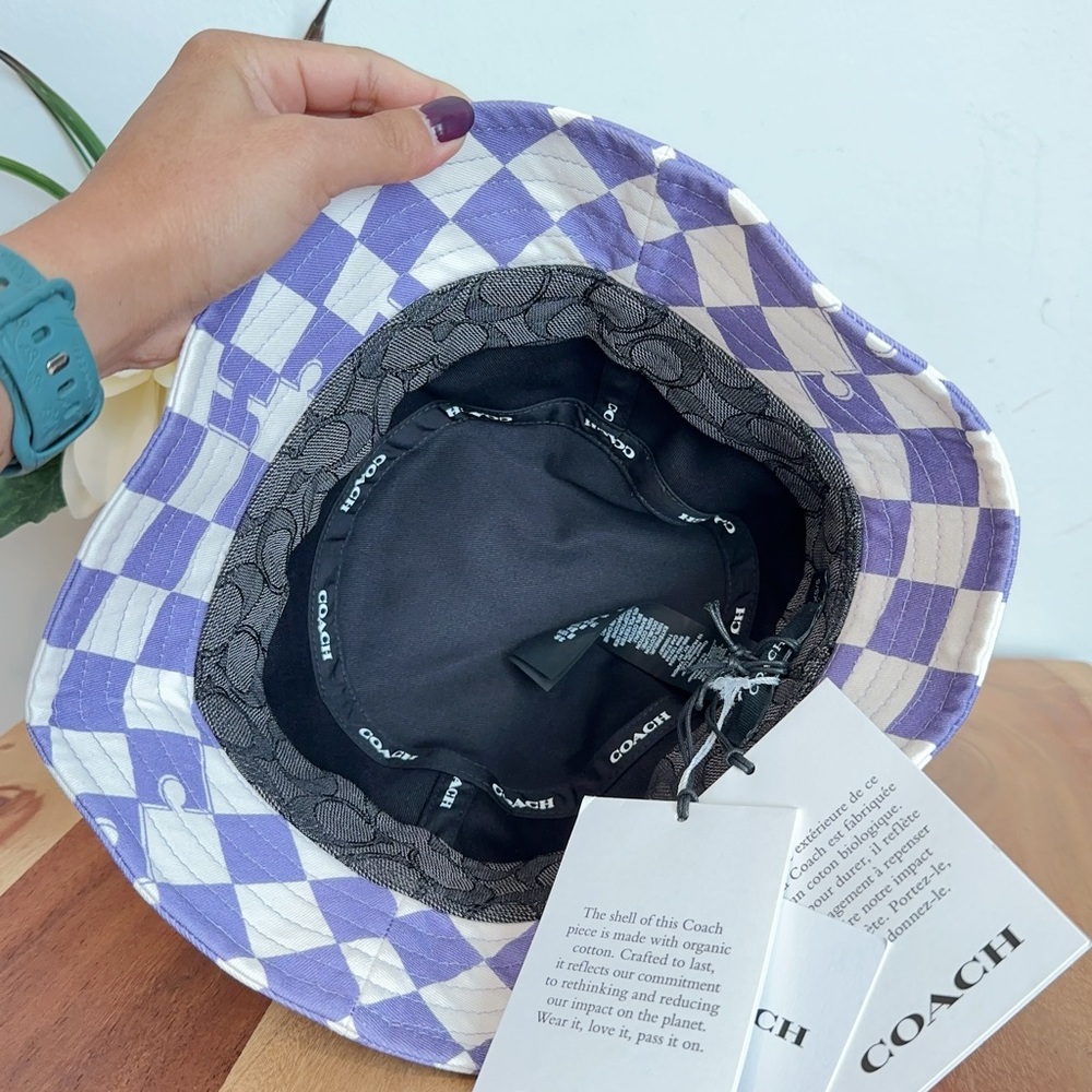 NWT Coach Checkerboard Print Bucket Hat size XS/S - Picture 4 of 10